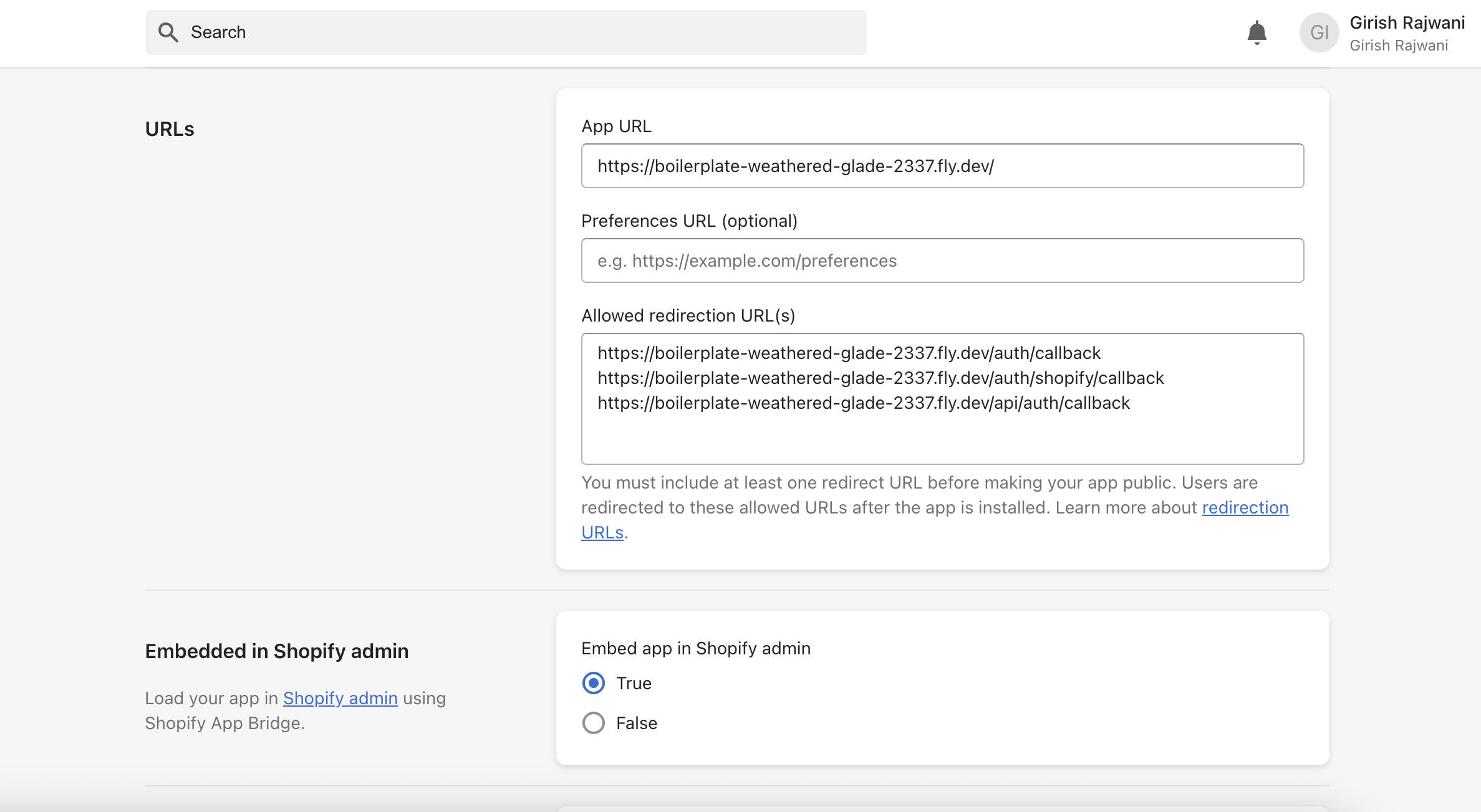 Shopify App Configuration Screenshot 1