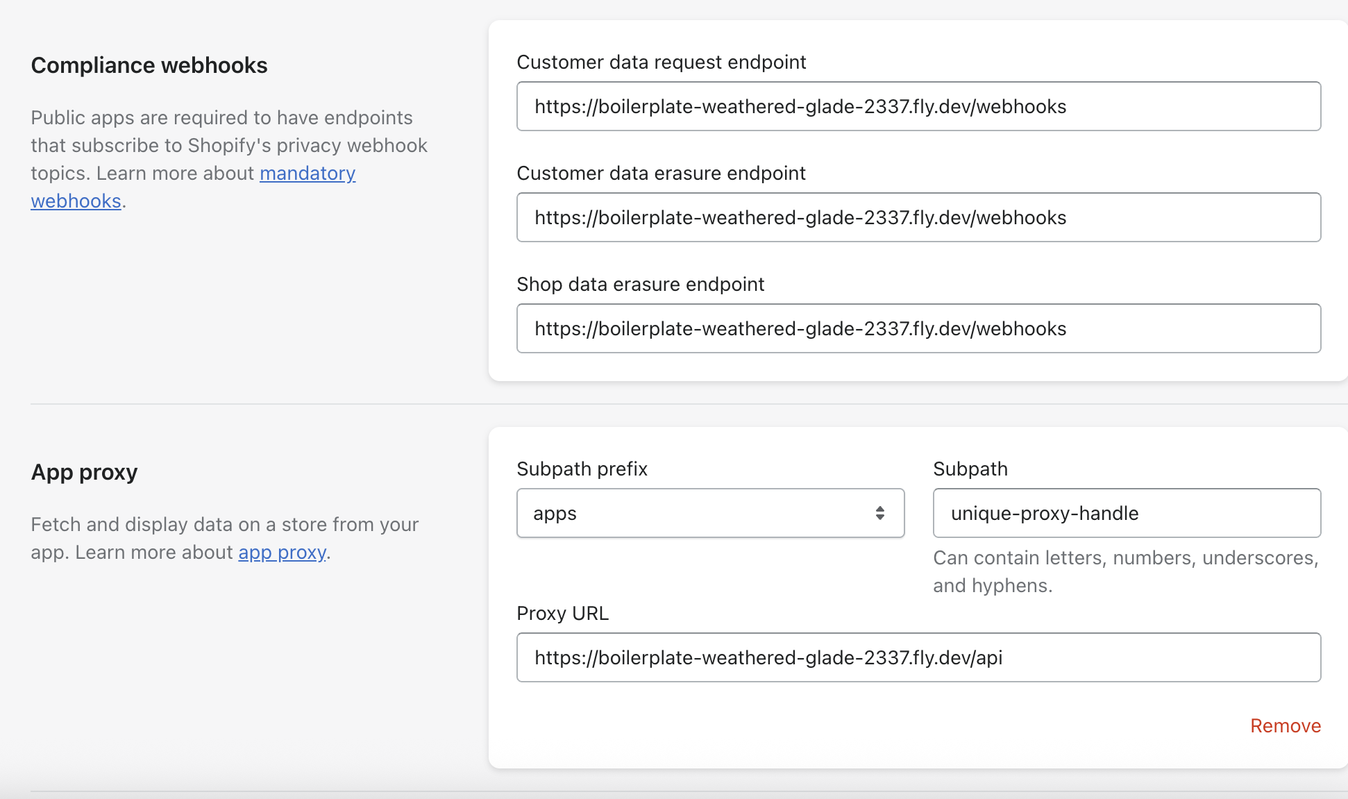 Shopify App Configuration Screenshot 2